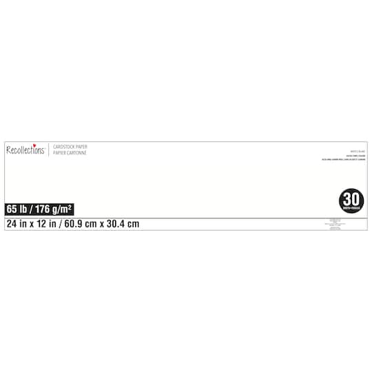 9 Packs: 30 ct. (270 total) 24" x 12" 65lb. Cardstock Paper by Recollections™